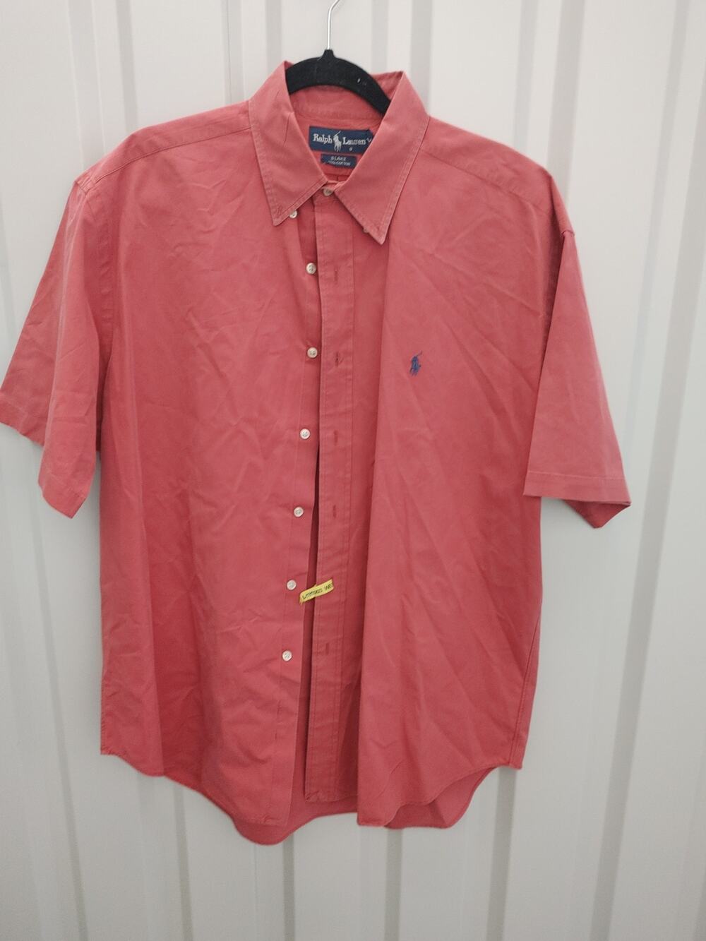 Ralph Lauren Mens Shirt Blake Large Salmon Coral Color Button Front